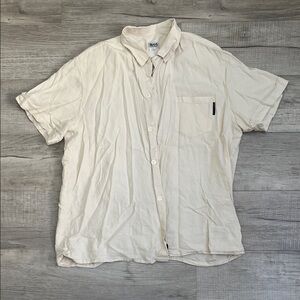 Vintage Dolce & Gabbana Men's Linen Cream Button Down Shirt Large